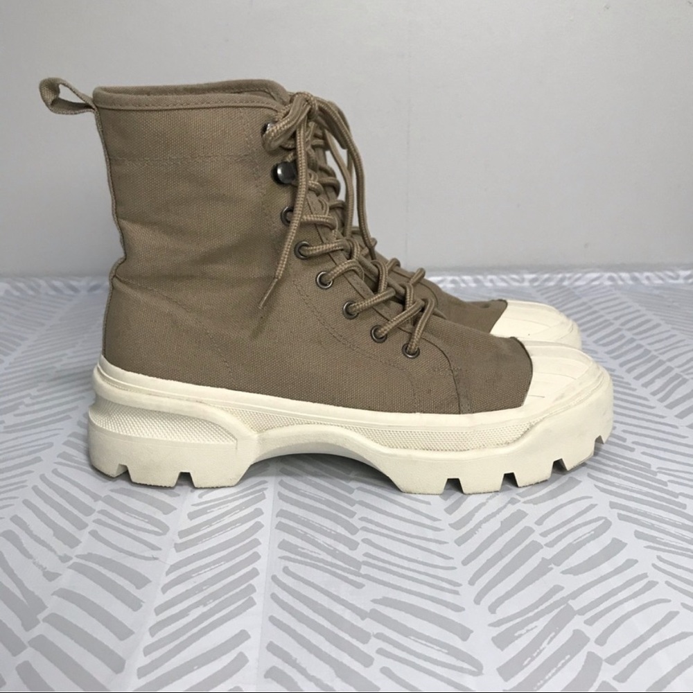 H&M khaki canvas combat boot